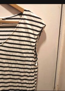 H&amp;M Striped  Mini Dress With Pockets And Slit