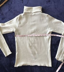 Cream Turtleneck Long Sleeve Top