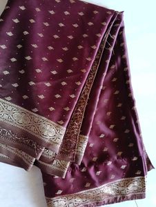Maroon Burgundy Banarasi Silk Saree