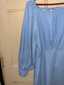 Powder Blue Puff Sleeve Dress