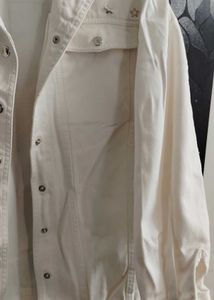 Avon 100% cotton white embellished studded jacket