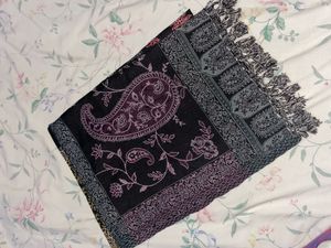 Black With Multicoloured Print Shawl