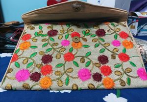 Multicolour Floral Embroidered Clutch