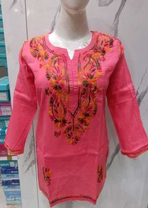 Lakhnavi Hand Embroidery Short Kurti