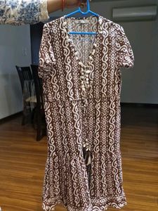 Zara Brown Print Midi Dress