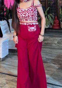 Pearl Work Red Sharara