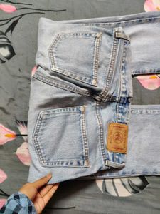 Light Blue Washed Mid Waist Jeans