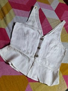 H&M White Peplum Top