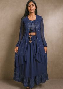 Elegant Navy Blue Ethnic Gown