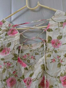 Floral Print Corset Back Short Kurti 🪞🦢