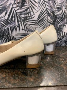 Ivory Heels with Clear Block Heel