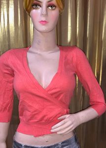 Cute Coral Wrap Top