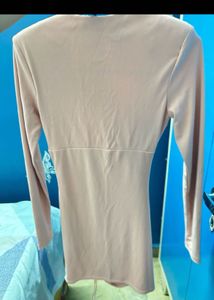 Blush Pink Ruched Bodycon Dress (ZARA)