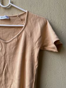 Cute Beige ribbed T-Shirt