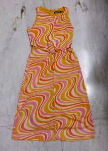 SASSAFRAS Women Warping Midi Dress Striped