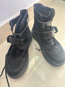 Black Boots Velvet Material