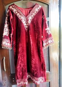 Golden Embroidered Kurta Set