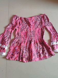 Pink Floral Off-Shoulder Top