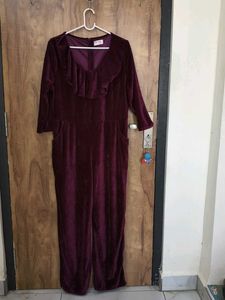 Brand new burgundy Velvet Jumpsuit
