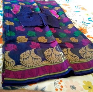 Only Prime DealCotton Silk Saree Stiched Blouse 34