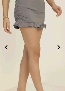 Gray Ruffled Mini Skirt