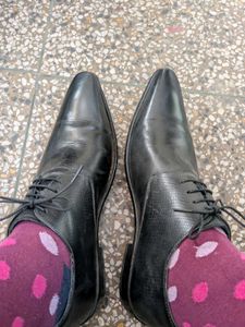 Original Louis Philippe Formal Black Leather Shoes