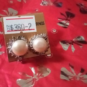Pearl Studs With Stone Around