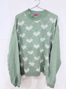 Heart Pattern Knit Sweater