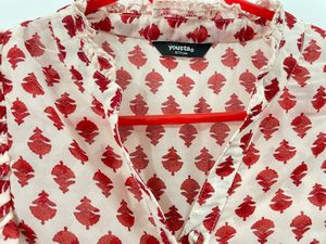 Floral Print Mandarin Collar Top