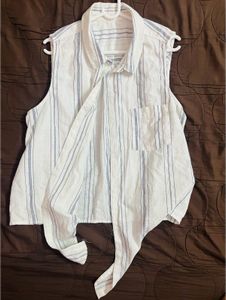 Sleeveless Striped Draped Vest