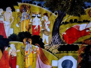 Painting of Brahma Vishnu Mahesh leela