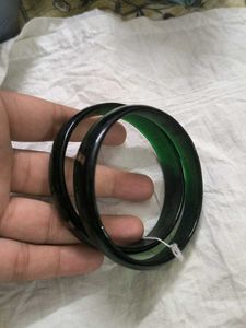 Green glass Bangle Set