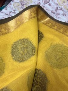 New Mustard Saree Cotton Silk With Blouse