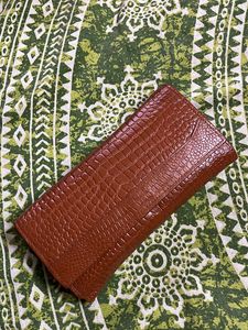Brown Croc Clutch