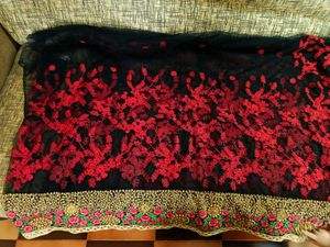🥀🖤✨Heavy Black Embroidery Net Saree✨🖤🥀