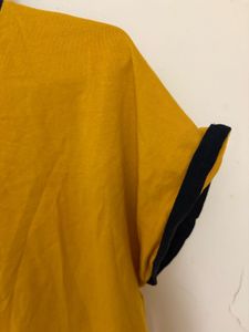 mustard Yellow round neck cropped T-Shirt