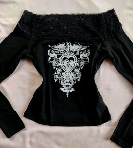 Black Lace Trim Top