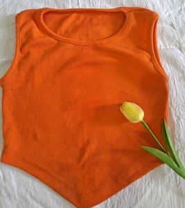 Orange Ribbed Tank