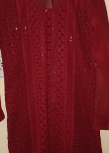 Maroon stitched dress material