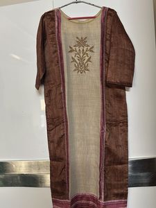 Brown Embroidered Kurta set with madhubani dupatta