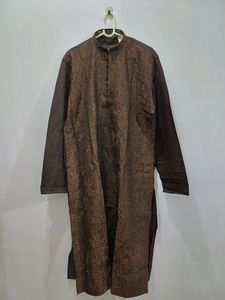 Kurta Chudidar Set (Brown With Copper Work)