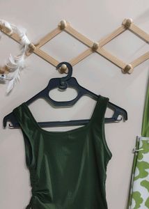 Green Ribbed Tie Tank Top