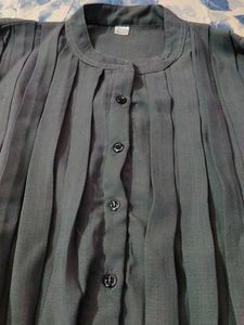 Vintage Gray Button-Down Top