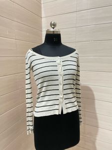 zara y2k striped cardigan