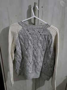 Grey White Sweater For Women