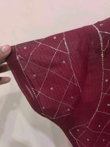 Maroon orange ombre suit patiala set