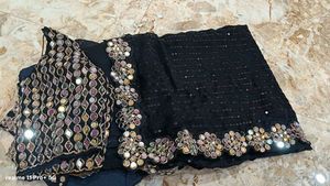 Embellished black saree