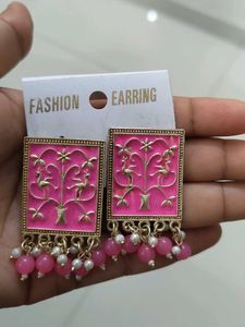 Pink &amp; Gold Indian-Inspired Earrings