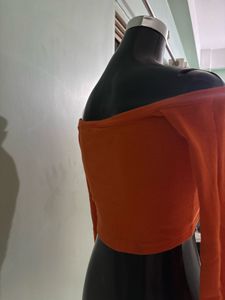 Orange Off-Shoulder Crop Top