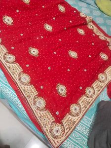 Red Embellished Saree with Blouse